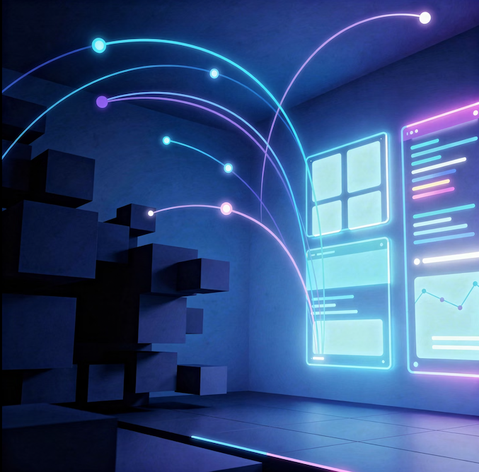 Modern connected content ecosystem — data flowing between platforms into a unified customer experience